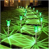 cheap Pathway Lights &amp; Lanterns-Solar Outdoor Lights, Solar Pathway Lights Outdoor Waterproof, Stainless Steel Stake Lighting for Garden Yard Path Walkway Driveway Patio Lawn Outside Decor,Color Changing