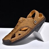 economico Sandali casual-Sandali da uomo bianchi in similpelle – calzature estive casual, cinturino regolabile, scarpe da esterno per resort e vacanze