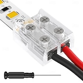 abordables Accessoires LED-Connecteur LED 2 broches 10 mm sans soudure pour rubans LED transparents, avec tournevis intégré, pour rubans LED monochromes 12 V/24 V, lot de 12.