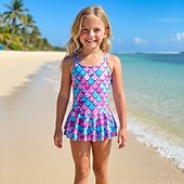 abordables Traje de baño de una pieza-Niños Chica Traje de baño Exterior Playa Graphic Vacaciones Tropical Moda Trajes de baño 4 años + Verano Azul Piscina Rosa