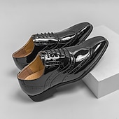 levne Brogue boty-Pánské zlaté metalické oxfordky, šněrovací boty, formální boty, lesklé brogue boty pro obchodní příležitosti na svatby, bankety, večírky, divadelní vystoupení, plesy a luxusní večerní nošení