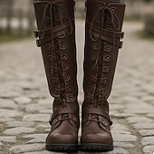 Недорогие Обувь-Средневековый Эпоха возрождения Стимпанк Ботинки Кельтский рыцарь Маскарадный костюм Жен. Хэллоуин Карнавал Выступление РИЖД Рен Фэйр Взрослые Туфли