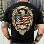 cheap Patriotic 250 T-shirts-4th of July 2026 250th Memorial Day Men's Patriotic Patriot 3D Print US Flag Crew Neck Short Sleeve T-Shirt Daily Street