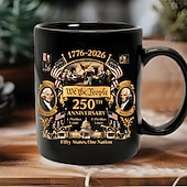 tanie Kubki i filiżanki-Kubek z okazji 250. rocznicy Stanów Zjednoczonych, prezent patriotyczny, ceramiczny kubek do kawy z okazji półpięćsetnej rocznicy, 1776–2026, Ameryka 250, prezent na Dzień Niepodległości dla mężczyzn