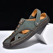 economico Sandali casual-Sandali da uomo bianchi in similpelle – calzature estive casual, cinturino regolabile, scarpe da esterno per resort e vacanze