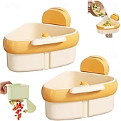 olcso Konyhai eszközök és kütyük-2 db-os tapadókorongos mosogató saroktartó, préselt mosogató szűrőkosár, automatikus ürítésű csepegtetőkosár, csapszivacs tartó, kivehető konyhai mosogató tárolórendszerező