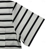 preiswerte Basic-T-Shirts-Herren T Shirt Kurzarmshirt T-Shirt Kurzarm Rundhalsausschnitt Sommer Frühling Gestreift Horizontale Streifen Mode Streetwear Stilvoll Patchwork Farbblock Streifen Lässig Täglich Outdoor Schwarz Rote