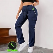 economico pantaloni cargo da donna-Per donna Pantaloni Cargo Pantaloni Pantaloni da Lavoro Pantaloni Estivi Vacanza Moda Casual Quotidiano Lunghezza intera Vita Alta Semplice Coulisse Elastico in vita Tasca con cerniera Comodit