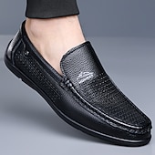 economico Scarpe Casual Slip-On-mocassini da uomo bianchi traforati, slip-on traspiranti, scarpe casual da guida per l'uso quotidiano, ufficio, viaggi, outfit del fine settimana, stile smart casual estivo e camminate comode