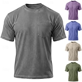 voordelige basis t-shirts-SoftFade™ Heren T Shirt 100% Katoen Acid Wash Shirt Tee Top Korte Mouwen Ronde Hals Crewneck Zomer Lente Effen Kleur Vintage Streetwear Designer Zak Garment Dyed Vervaagd Casual Vakantie Straat