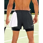 billiga Shorts för män-Herr Solid färg Sportshorts Tennisshorts Ficka Med kompressionsfoder Snabb tork Stretch Fuktabsorberande Andningsfunktion Tennis Golfskor Pickleball Shorts Mörkgrå Svart Ljusblå Tenniskläder