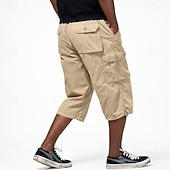 abordables Clásico-Hombre Pantalones tipo cargo Pantalón Corto Cargo Pantalón corto Pantalones cortos casuales Bolsillo Cintura elástica Plano Medio corto Casual Exterior Ropa de calle Moda Ropa de calle Negro Caqui
