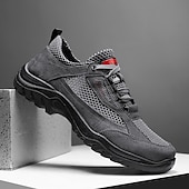 baratos Tênis Casuais-Botas de caminhada masculinas para atividades ao ar livre – mistura de couro sintético e camurça, sola antiderrapante durável, design respirável, perfeitas para aventuras ao ar livre, viagens e uso casual diário.