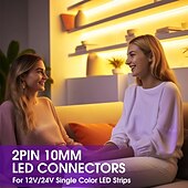 abordables Accessoires LED-Connecteur LED 2 broches 10 mm sans soudure pour rubans LED transparents, avec tournevis intégré, pour rubans LED monochromes 12 V/24 V, lot de 12.