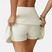 tanie Spódnice i szorty damskie-Damskie Solidne kolory Spódnica casualowa Spódnice tenisowe z szortami Spódnica sportowa Kieszeń Wysoka talia Elastyczny Odvádí pot Oddychający Bransoletka tenisowa Golf Pikle Spódnica Czarny Biały