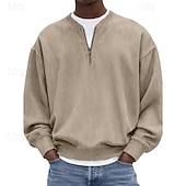 voordelige Basis Sweatshirts-Voor heren Sweatshirt Sweatshirt met kwartrits blauw Zwart Wit Lichtgroen Marineblauw Halve rits Effen Kwart ritssluiting Dagelijks Sport &amp; Outdoor Feestdagen Polyester Streetwear Basic Casual Lente
