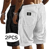 preiswerte Lässige Shorts-Herren Shorts Freizeitshorts Cordshorts Tasche Elastischer Bund Einfach Komfort Atmungsaktiv Über dem Knie Lässig Outdoor Strand Urlaub Mode Schwarz + Khaki Armeegrün+Grau Mikroelastisch