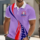 ieftine Patriotice 250 Polo-4 iulie 2026, a 250-a aniversare Bărbați Drapelul SUA american Tricouri polo Manșon scurt Tricouri de polo Rever Casual Îmbrăcăminte Atletică Nasturi Primavara vara Albastru piscină Alb Galben