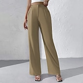 ieftine pantaloni rochii de dama-Pentru femei Pantaloni Costume Pantaloni de vară Vacanță Modă Casul Zilnic Lungime totală Talie Înaltă Culoare solidă Simplu Fermoar Buzunar Picior Larg Confort Ușor Απαλό Micro-elastic Haine de