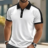 abordables Polo classique pour homme-Homme Polo Chemise de golf Occasionnel Sports Classique Manche Courte Mode Frais Bloc de Couleur Boutons Été Printemps Printemps &amp; Automne Coupe régulière Noir Blanche Rouge Bordeaux Kaki Gris Claire