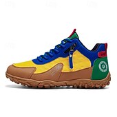 tanie Casualowe sneakersy-Męskie buty sportowe w blokach kolorów z akcentami ze sztucznej skóry, modny sportowy wygląd, idealne do uprawiania sportów na świeżym powietrzu, na co dzień i w podróż