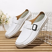 economico Sandali casual-mocassini da uomo con fibbia in similpelle: scarpe slip-on morbide e leggere con suola flessibile, perfette per i viaggi, l'abbigliamento casual quotidiano e il tempo libero estivo