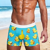  Муж. Животное Утка Веселый Эластичные боксерские трусы Плавки Боксерские шорты для плавания Гавайский Веселая Повседневные Дом Пляжный отдых