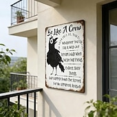 olcso fali szobrok-légy olyan, mint egy varjú vintage fém tábla, vicces pozitív falikép, varjú művészeti fali plakett humoros idézettel, rusztikus parasztház dekoráció otthoni irodába, konyhába és bárba, inspiráló