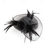 cheap Fascinators-Fascinators Polyester Wedding Birthday Vintage Cute Retro With Feather Headpiece Headwear