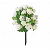  20 Inch Artificial Flower Stake Outdoor Decor Geraniums Multi-Color Garden Stakes for Yard & Lawn, No Fade Heavy Duty Plastic, All Season Decoration