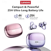 baratos Fones de ouvido abertos-Fones de ouvido sem fio Lenovo com clipe de orelha aberto, Bluetooth 5.3, estojo de carregamento, 25 horas de reprodução, compactos. &amp;Som potente, microfone embutido, fones de ouvido confortáveis para
