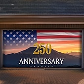 abordables 250º Aniversario-4 de julio de 2026 250° Día de los Caídos Tapiz Cubierta de Puerta de Garaje Gran Fondo Colgante Bandera Americana Vintage 3D Fiesta Patriótica Al Aire Libre Fondos de Tiro Decoración de Hogar