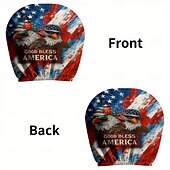 abordables 250º Aniversario-2 fundas para reposacabezas de coche con diseño de bandera estadounidense, con estampado de estrellas y rayas rojas, blancas y azules, ajuste universal, fácil de limpiar, suave y cómoda, ideal para