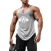 billige Løpe T-skjorter og tanktopper-Herre Grafisk Bokstaver Treningstank topp Singlet til jogging Gymtopp Sommer Racerrygg Ermeløs Hurtigtørkende Fukttransport Treningsøkt Aktiv trening Trening Blå Svart Gul Sports Sportsklær