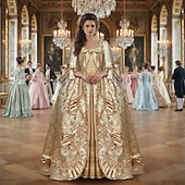 abordables Robes-Rétro Vintage Rococo Victoriens Renaissance Princesse Epoque Coloniale Robe de bal Femme Costume Vintage Cosplay Utilisation Soirée Halloween Manches 3/4 Maxi Princesse Grande Taille Robe Halloween