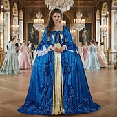 abordables Robes-Rétro Vintage Rococo Victoriens Renaissance Princesse Epoque Coloniale Robe de bal Femme Costume Vintage Cosplay Utilisation Soirée Halloween Manches 3/4 Maxi Princesse Grande Taille Robe Halloween