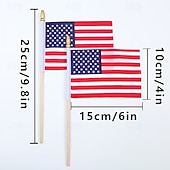 billige U.S. 250-årsjubileum-Patriotiske amerikanske miniflagg – 20/50 stk. 4x6-tommers amerikanske treflagg med premium trestenger og trygge gullspydtopper – 4. juli, uavhengighetsdagen, 250-årsjubileum, minnedagen, veterandagen