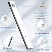 tanie lampki nocne z czujnikiem-6 sztuk magnetycznych, inteligentnych lampek z czujnikiem ruchu, ładowanych przez USB, z możliwością ściemniania w 3 kolorach, 3 tryby oświetlenia, paski świetlne LED do wnętrz, sypialni, przedpokoju,