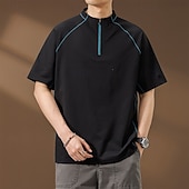  Homens Camisas Polo Polo Quarter Zip Casual Diário Quarter Zip Manga Curta Moda Básico Tecido Resfriamento Quarter Zip Verão Primavera Normal Preto Rosa Verde Camisas Polo