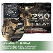 abordables 250e Anniversaire-Drapeau américain du 250e anniversaire orné d'un aigle à tête blanche, de la cloche de la Liberté et de la mention « 1776-2026 », idéal pour une décoration patriotique à la maison ou pour des fêtes.