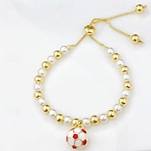 abordables Bracelets &amp; Bangles-Pearl Thick Chain Soccer Fashion Personalized Copper Bracelet Jewelry 1# / 2# / 3# For Daily Gift Holiday
