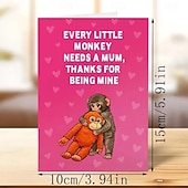 tanie Zapasy imprezowe i imprezowe-Zestaw 2 szt. Punch the Monkey Meme urocza kartka na Dzień Matki szczere ilustracje kartka z kraftową kopertą każda małpka meme potrzebuje mamy tematyka zwierzęca na urodziny/uznanie dla mamy