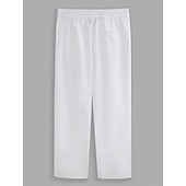 economico retrò-Per uomo Pantaloni di Lino Pantaloni Estivi Coulisse Elastico in vita Bottone laterale Semplice Confortevole Traspirante Lunghezza intera Casuale Quotidiano All'aperto Vacanza Classico Nero Bianco