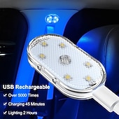 baratos Luzes decorativas-Conjunto de 1 conjunto de luzes LED internas sem fio para carro, luzes coloridas para interior de carro com 6 LEDs brilhantes, luz noturna LED interna portátil recarregável via USB para decoração de carro.