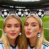 abordables Partido de Fútbol Mundial 2026-Kit para fanáticos del partido mundial de fútbol de verano de EE. UU., Canadá y México 2026, accesorios para porristas, diademas, aretes, tatuajes adhesivos y accesorios para porristas y apoyo