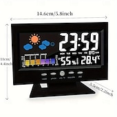 cheap Testers &amp; Detectors-Intelligent Multi-function Voice-controlled Digital Weather Clock With Backlight, Temperature And Humidity Measurement, Weather Forecast, Electronic Clock, And Alarm Clock