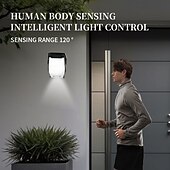 billige Vegglamper til utendørsbruk-Utendørs solcelledrevet 8-rutenett LED-cob-vegglampe med klips og bevegelsessensor, IP65 vanntett, multifunksjonell nødarbeidslampe for hage, gårdsplass, gjerde, park, garasjebelysning