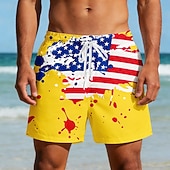 cheap Patriotic 250 Shorts-Men's 4th of July U.S. 250th Anniversary US Flag Patriotic Swim Trunks Swim Shorts Board Shorts Mid Waist Casual Holiday Side Pockets Mesh Lining Elastic Drawstring Waist Designer Clothing Apparel
