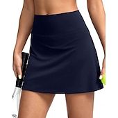 billiga Kvinnors kjolar och skorts-Dam Solid färg Avslappnad kjol Tennis Skort Tenniskjolar med shorts Ficka Snabb tork Andningsfunktion Volleyboll Tennis Badminton Kjolar Brist Svart Mörkblå Grå Tenniskläder