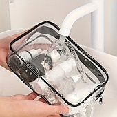 olcso poggyász és utazási tárolás-1/2 db-os nagy kapacitású kozmetikai tárolótáska cipzárral, hordozható sminkszervező nőknek és lányoknak, utazó piperecikkek kis pvc sminktasakkal